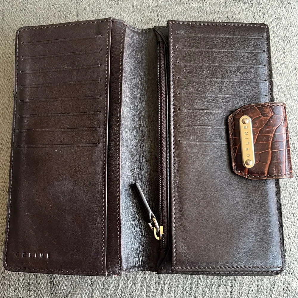 Celine Macadam brown bifold snap wallet